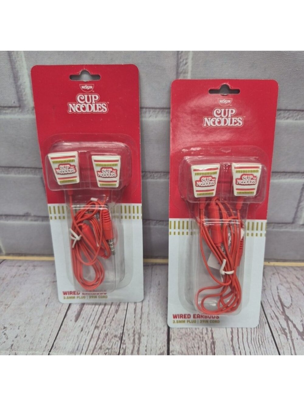 Nissin Cup Noodles Novelty Wired Stereo Earbuds 3.5mm~Snack Food Themed~Lot Of 2